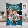 Blankets Personalized Miami Football Boy Blanket | Custom Face & Name Football Boys Blanket