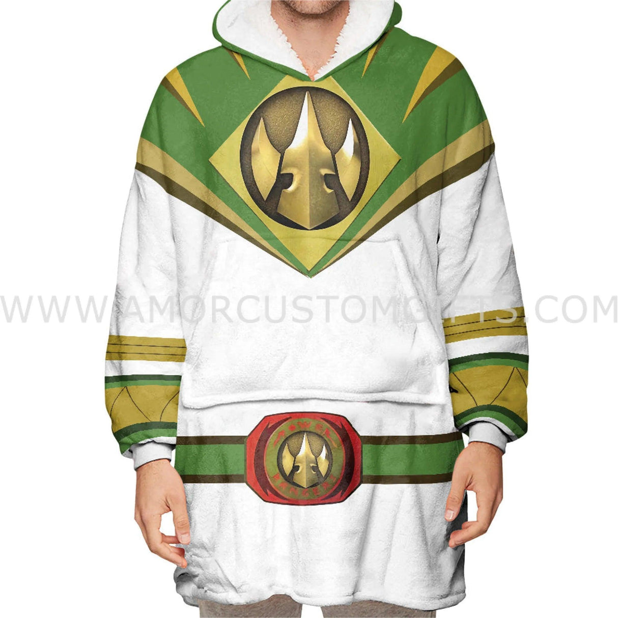 Personalized Mighty Morphin Power Rangers Snug Oversized Wearable Hoodie Blanket-Hoodie Blanket-Amor Custom Gifts