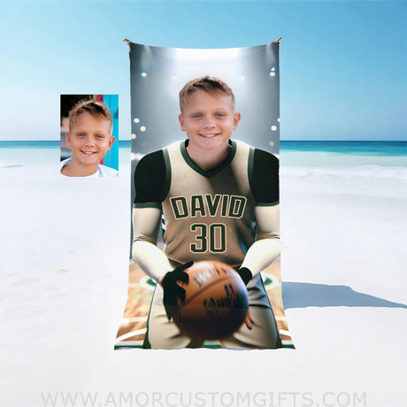 Personalized Nba Milwaukee Bucks Photo Beach Towel Towels