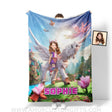 Blankets Personalized Minecraft Girl Riding On Minecraft Wings Unicorn Blanket | Custom Name & Face Girl Blanket