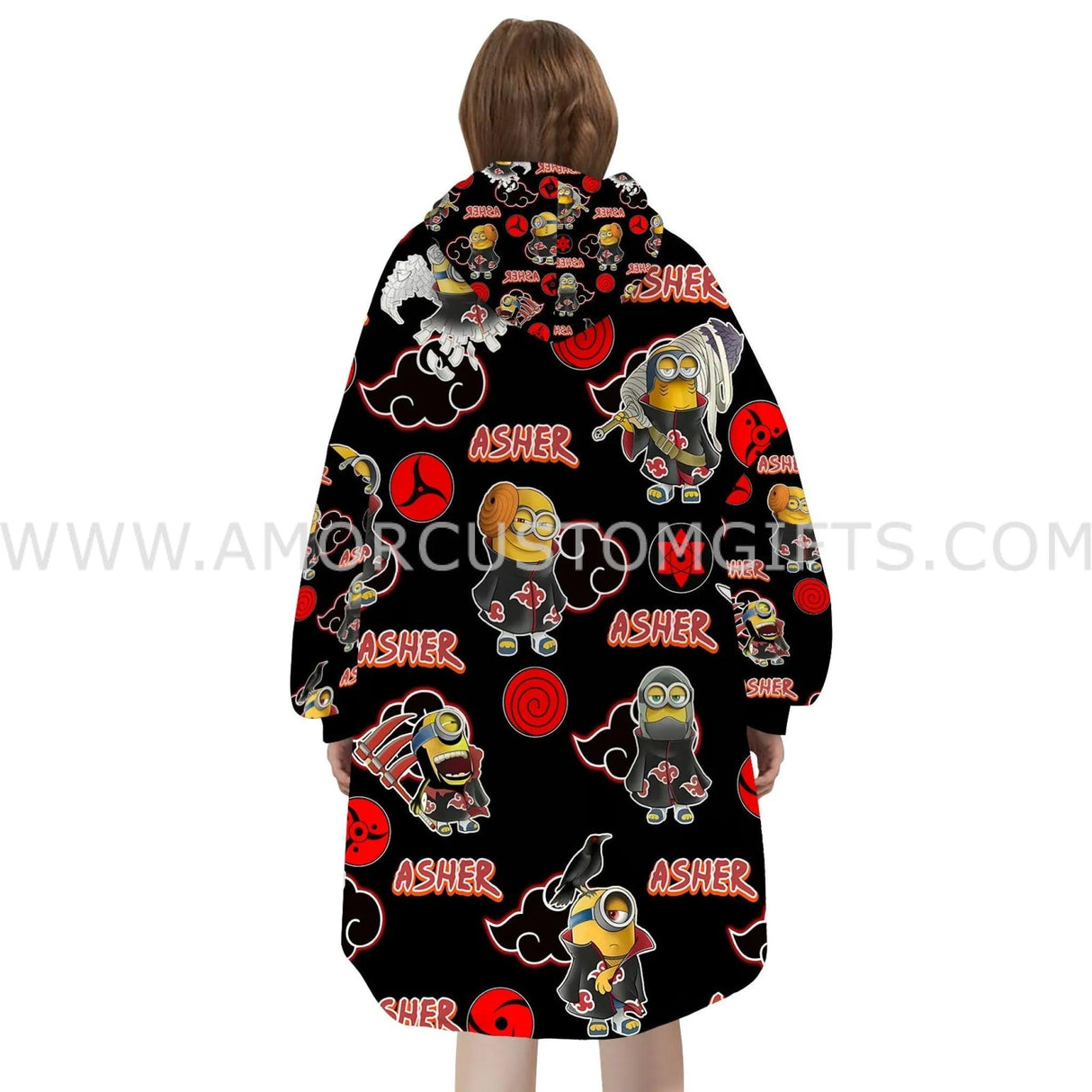 Personalized Minions DB Anime Characters Snug Oversized Wearable Hoodie Blanket-Hoodie Blanket-Amor Custom Gifts