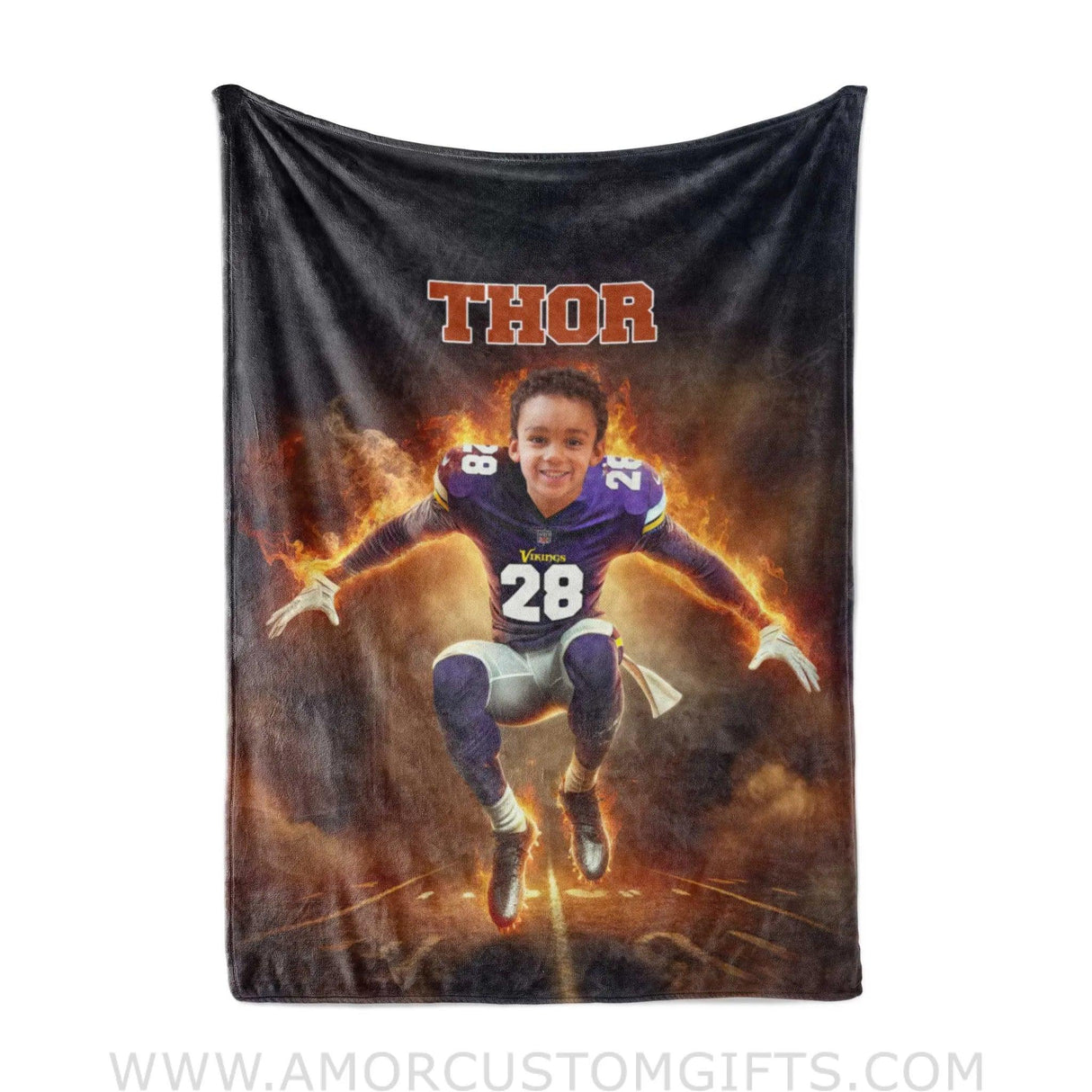 Blankets Personalized Minnesota Boy Vikings Photo Blanket |