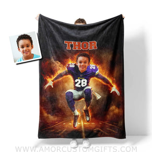 Blankets Personalized Minnesota Boy Vikings Photo Blanket | Custom Name & Face Boy Blanket