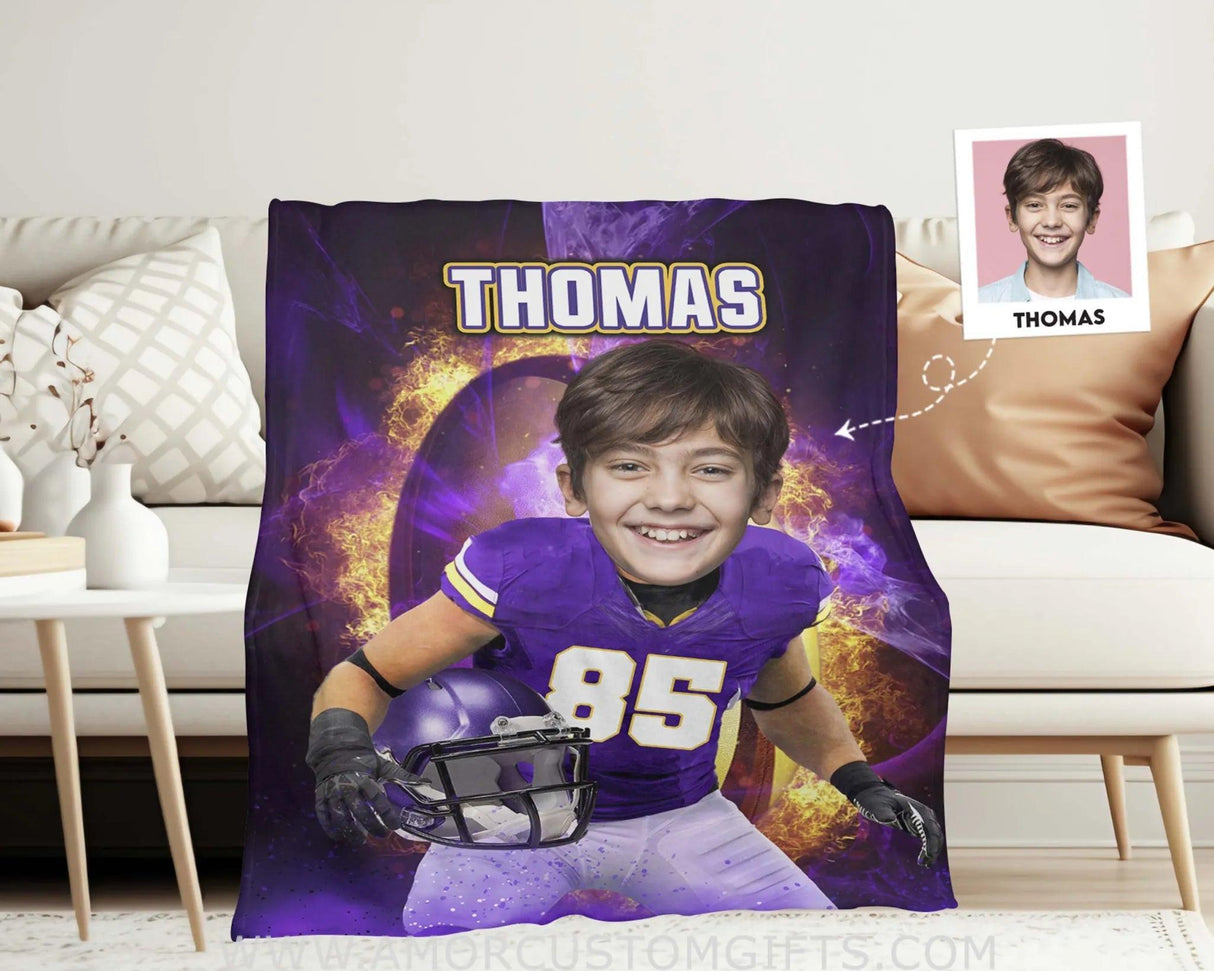 Blankets Personalized Minnesota Football Boy Blanket | Custom Football Boys Blanket