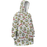 Personalized Mint Christmas Dinosaur Snug Oversized Wearable Hoodie Blanket - Amor Custom Gifts