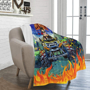 Blankets Personalized Monster Truck Blanket | Custom Face & Name Vehicle Boy Photo Blanket