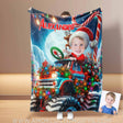 Blankets Personalized Monster Truck Xmas 1 Blanket | Custom Face & Name Christmas Blanket For Boys