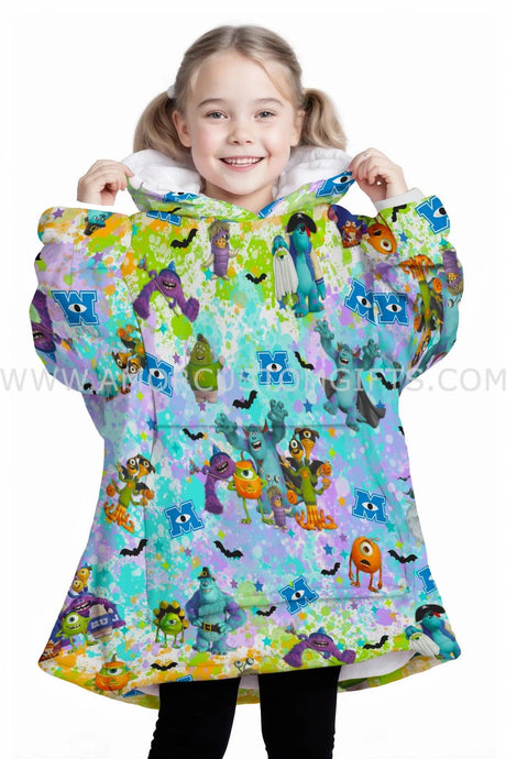 Personalized Monsters Inc Halloween Snug Oversized Wearable Hoodie Blanket-Hoodie Blanket-Amor Custom Gifts