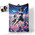 Blankets Personalized Mother Day's Gwen Mother Daughter Flying In The Sky Blanket | Custom Face & Name Mom Daughter Blanket