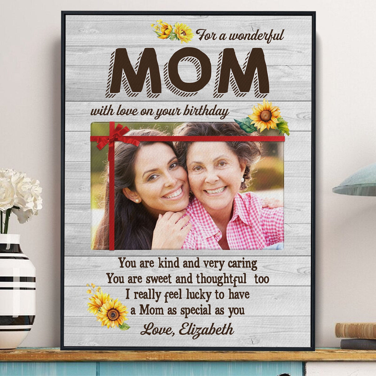 Posters, Prints, & Visual Artwork Personalized Mother's Day For A Wonderful MOM - Custom Photo & Name Poster Canvas Print