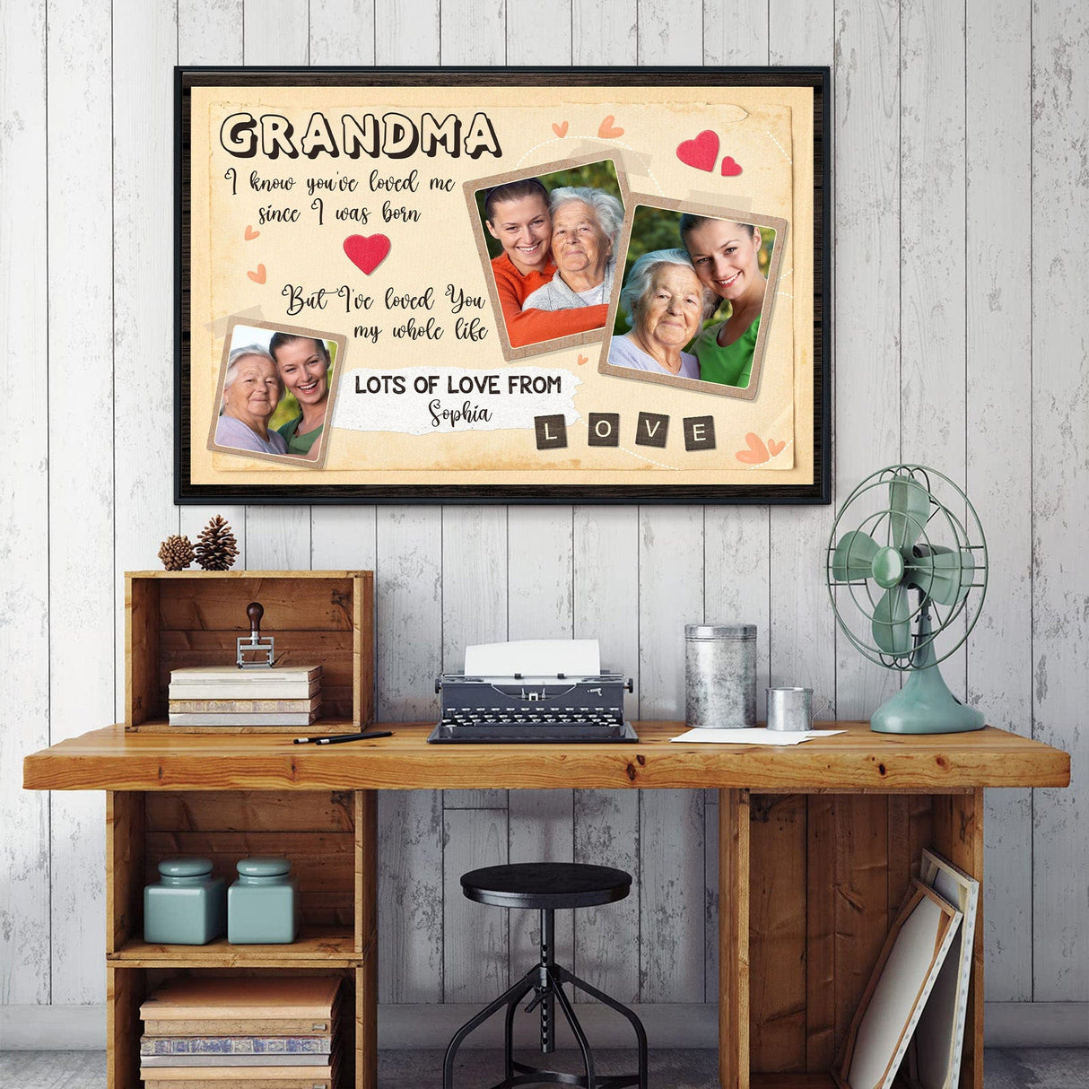 Posters, Prints, & Visual Artwork Personalized Mother's Day Love Grandma - Custom Photo & Name Poster Canvas Print