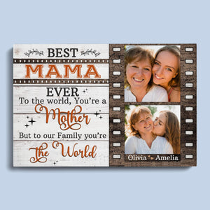 Posters, Prints, & Visual Artwork Personalized Mother's Day Best MAMA Ever - Custom Photo & Name Poster Canvas Print