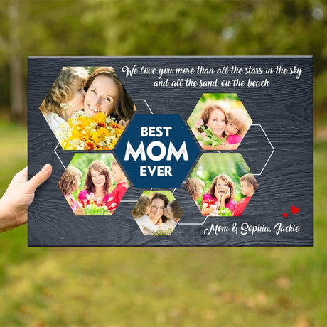 Posters, Prints, & Visual Artwork Personalized Mother's Day Best MOM Ever - Custom Photo & Name Poster Canvas Print