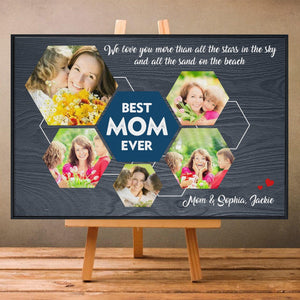 Posters, Prints, & Visual Artwork Personalized Mother's Day Best MOM Ever - Custom Photo & Name Poster Canvas Print