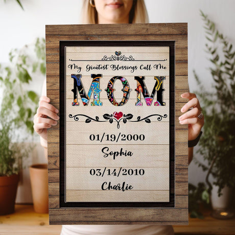 Posters, Prints, & Visual Artwork Personalized Mother's Day Blessing To Be Call MOM - Custom Name Poster Canvas Print