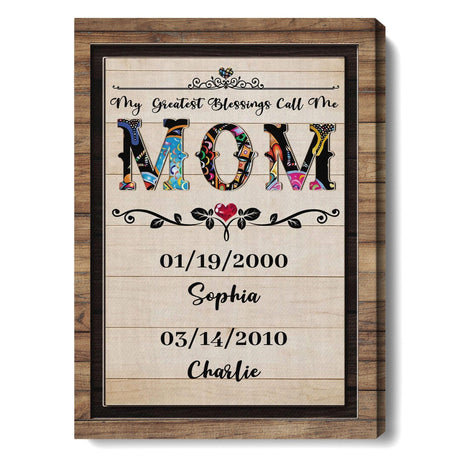 Posters, Prints, & Visual Artwork Personalized Mother's Day Blessing To Be Call MOM - Custom Name Poster Canvas Print