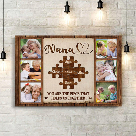 Posters, Prints, & Visual Artwork Personalized Mother's Day Family Puzzle - Custom Photo & Name Poster Canvas Print