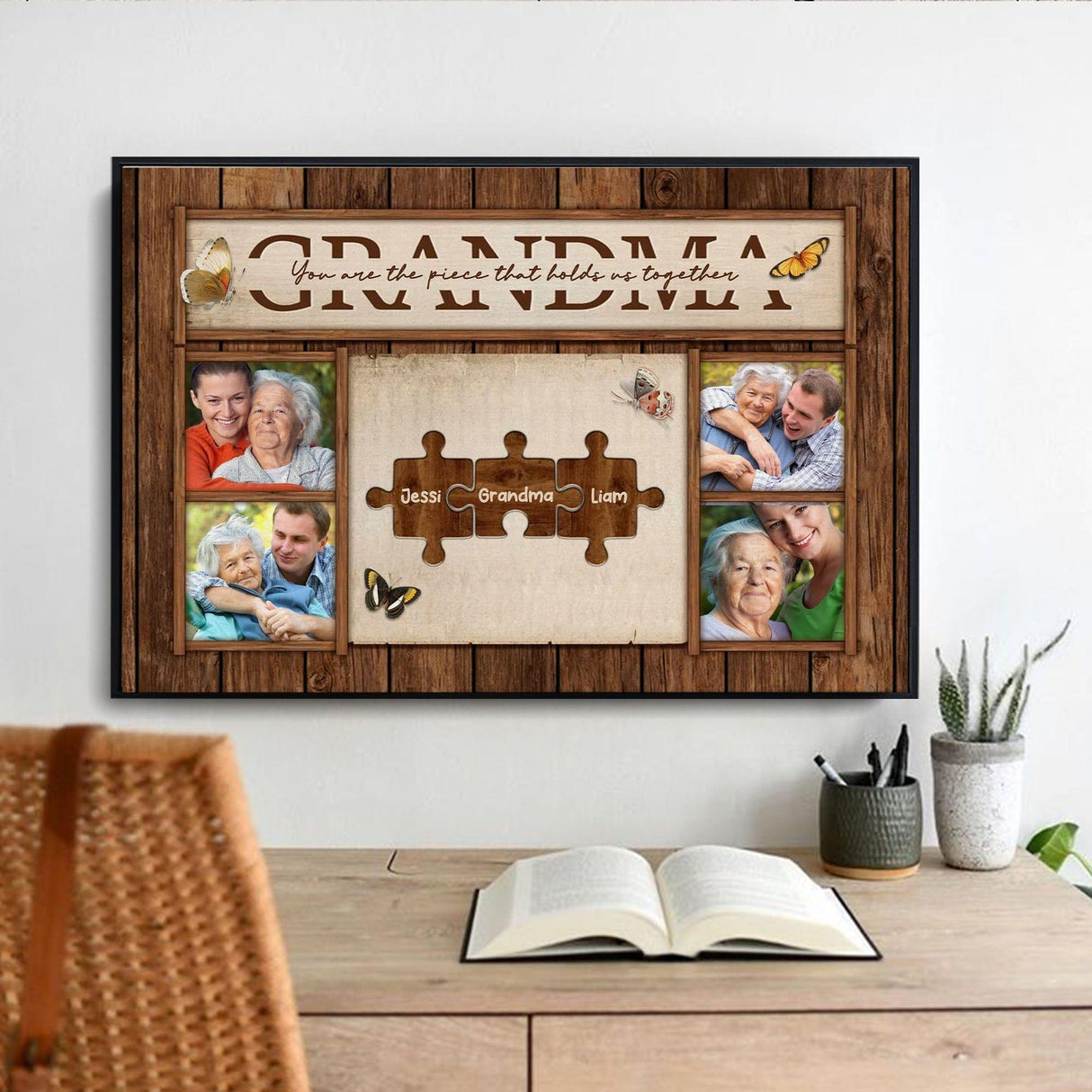 Posters, Prints, & Visual Artwork Personalized Mother's Day Family Puzzle - Custom Photo & Name Poster Canvas Print