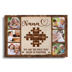 Posters, Prints, & Visual Artwork Personalized Mother's Day Family Puzzle - Custom Photo & Name Poster Canvas Print