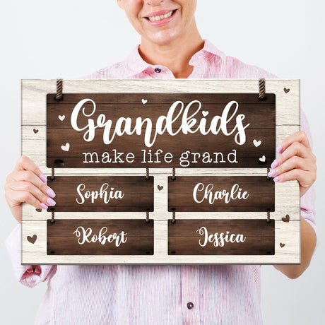 Posters, Prints, & Visual Artwork Personalized Mother's Day Grandkids - Custom Name Poster Canvas Print