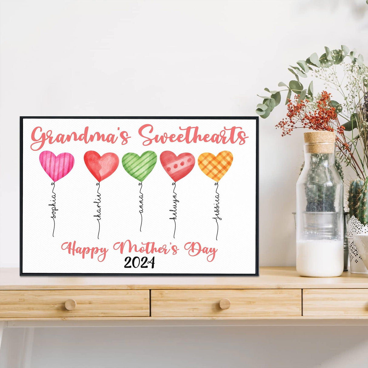 Posters, Prints, & Visual Artwork Personalized Mother's Day Grandkids - Custom Name Poster Canvas Print