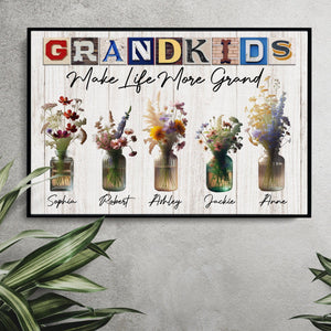 Posters, Prints, & Visual Artwork Personalized Mother's Day Grandkids - Custom Name Poster Canvas Print