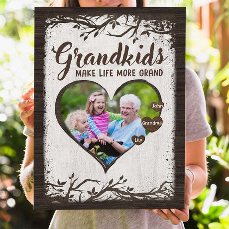 Posters, Prints, & Visual Artwork Personalized Mother's Day Grandkids - Custom Photo & Name Poster Canvas Print