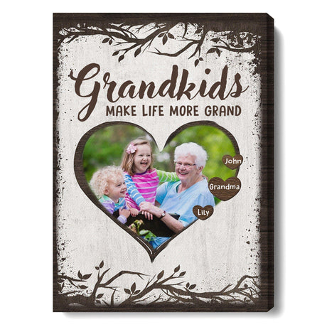 Posters, Prints, & Visual Artwork Personalized Mother's Day Grandkids - Custom Photo & Name Poster Canvas Print