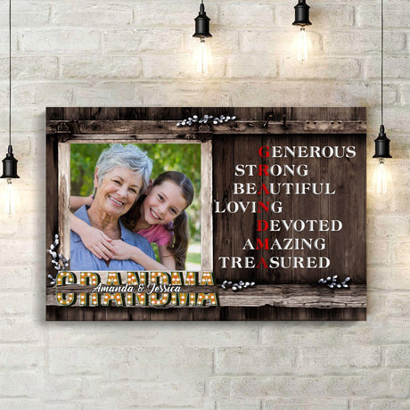 Posters, Prints, & Visual Artwork Personalized Mother's Day GRANDMA Custom Name - Custom Photo & Name Poster Canvas Print