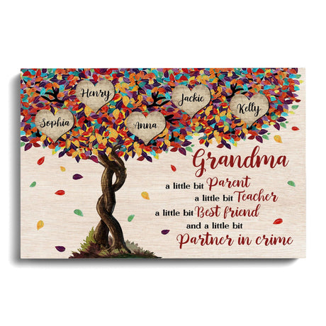 Posters, Prints, & Visual Artwork Personalized Mother's Day Grandma Family Tree - Custom Name Poster Canvas Print