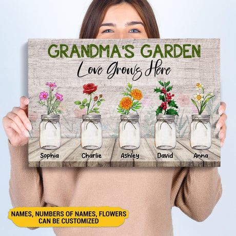 Personalized Mother's Day Grandma's Garden - Custom Name Poster Canvas Print - Amor Custom Gifts