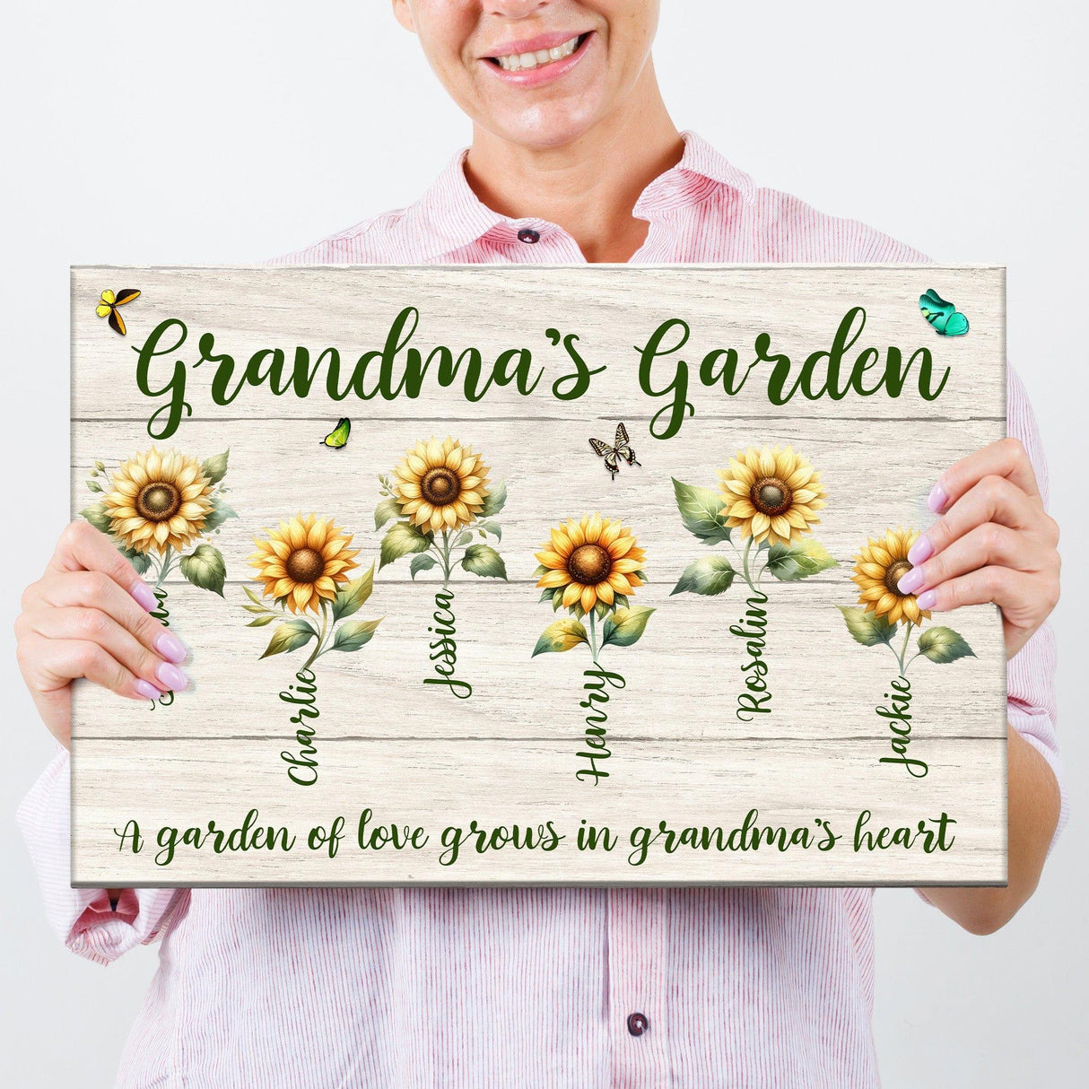 Posters, Prints, & Visual Artwork Personalized Mother's Day Grandma's Garden - Custom Photo & Name Poster Canvas Print