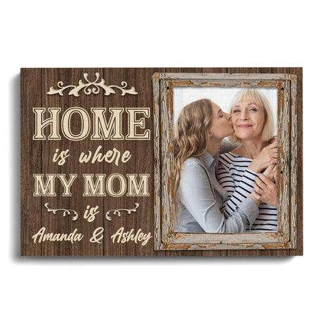 Posters, Prints, & Visual Artwork Personalized Mother's Day Home Is MOM - Custom Photo & Name Poster Canvas Print