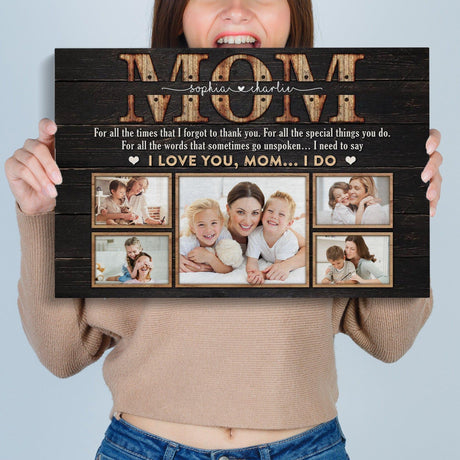 Posters, Prints, & Visual Artwork Personalized Mother's Day I Love You MOM - Custom Photo & Name Poster Canvas Print