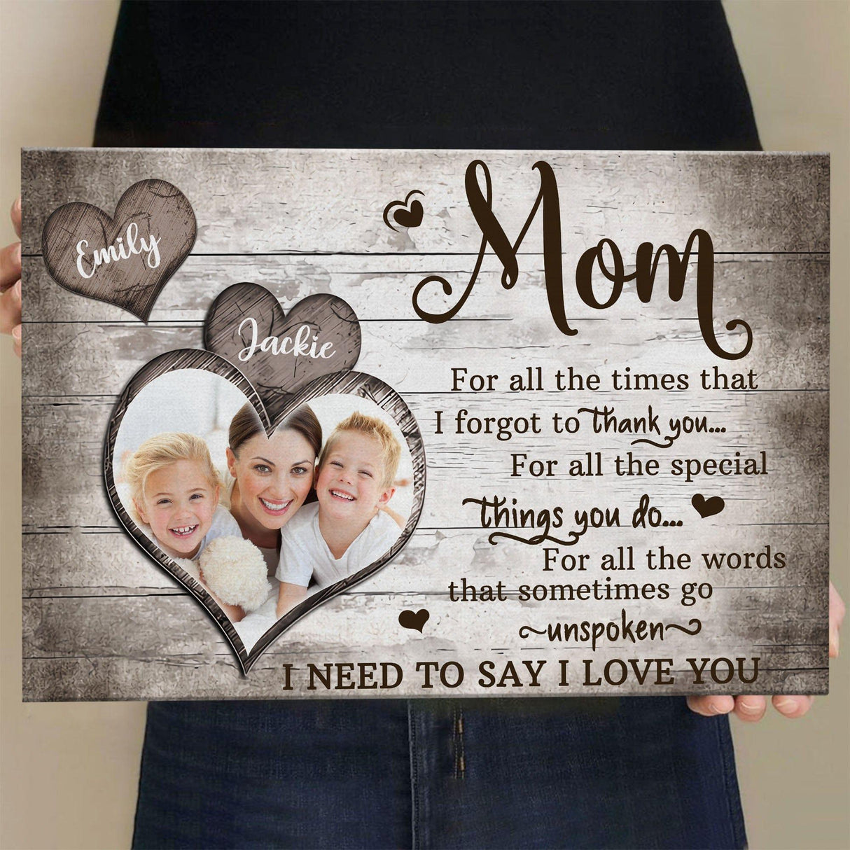 Posters, Prints, & Visual Artwork Personalized Mother's Day I Love You Mom - Custom Photo & Name Poster Canvas Print