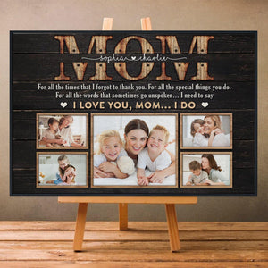 Posters, Prints, & Visual Artwork Personalized Mother's Day I Love You MOM - Custom Photo & Name Poster Canvas Print