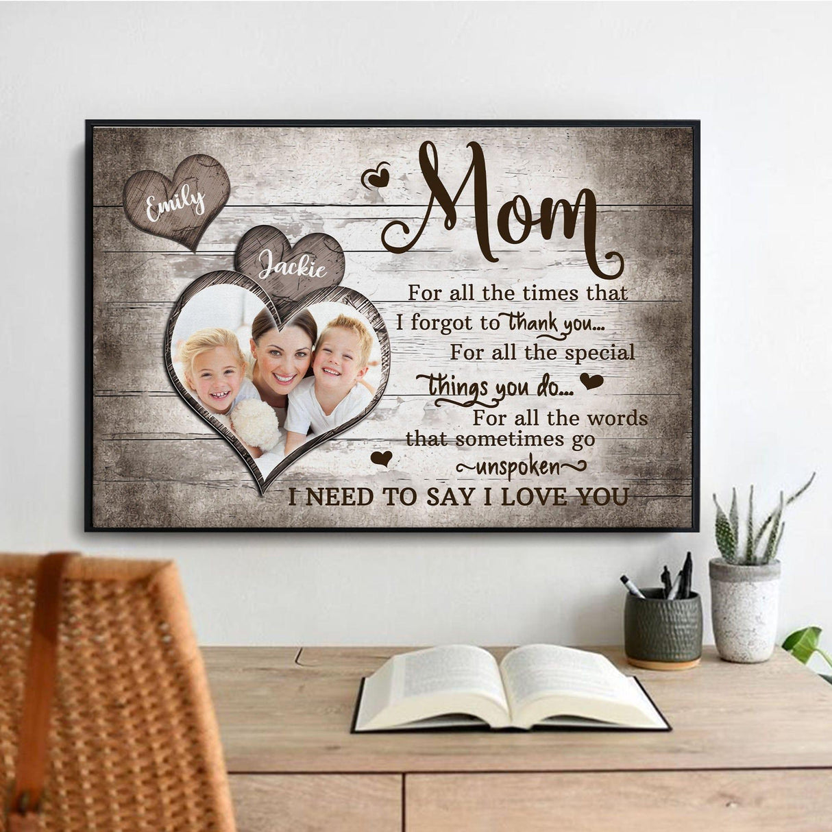 Posters, Prints, & Visual Artwork Personalized Mother's Day I Love You Mom - Custom Photo & Name Poster Canvas Print