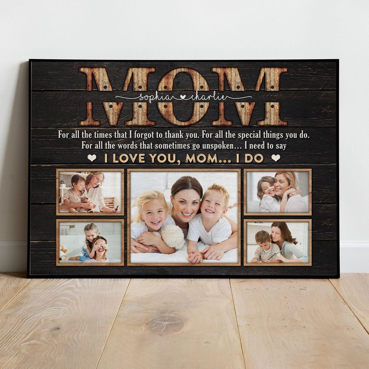 Posters, Prints, & Visual Artwork Personalized Mother's Day I Love You MOM - Custom Photo & Name Poster Canvas Print