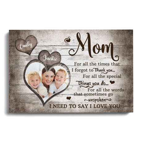 Posters, Prints, & Visual Artwork Personalized Mother's Day I Love You Mom - Custom Photo & Name Poster Canvas Print