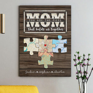 Posters, Prints, & Visual Artwork Personalized Mother's Day Map Location - Custom Map & Name Poster Canvas Print