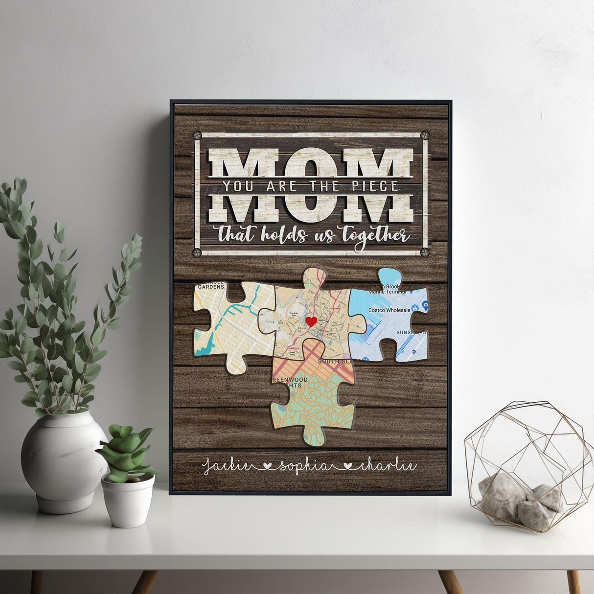 Posters, Prints, & Visual Artwork Personalized Mother's Day Map Location - Custom Map & Name Poster Canvas Print