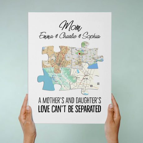 Posters, Prints, & Visual Artwork Personalized Mother's Day Map Location - Custom Name Poster Canvas Print