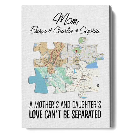 Posters, Prints, & Visual Artwork Personalized Mother's Day Map Location - Custom Name Poster Canvas Print