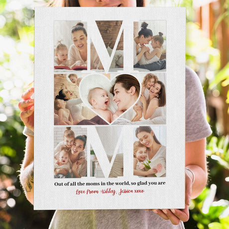 Posters, Prints, & Visual Artwork Personalized Mother's Day Mom Heart - Custom Photo & Name Poster Canvas Print