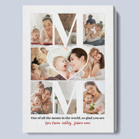 Posters, Prints, & Visual Artwork Personalized Mother's Day Mom Heart - Custom Photo & Name Poster Canvas Print