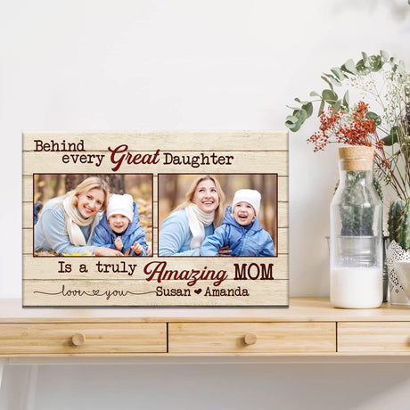 Posters, Prints, & Visual Artwork Personalized Mother's Day Mother & Daughter - Custom Photo & Name Poster Canvas Print