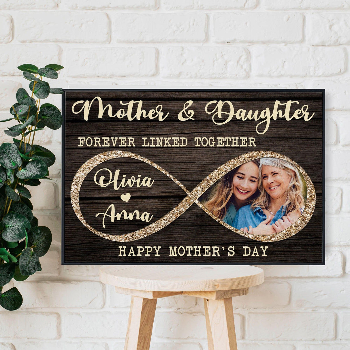 Posters, Prints, & Visual Artwork Personalized Mother's Day Mother & Daughter - Custom Photo & Name Poster Canvas Print