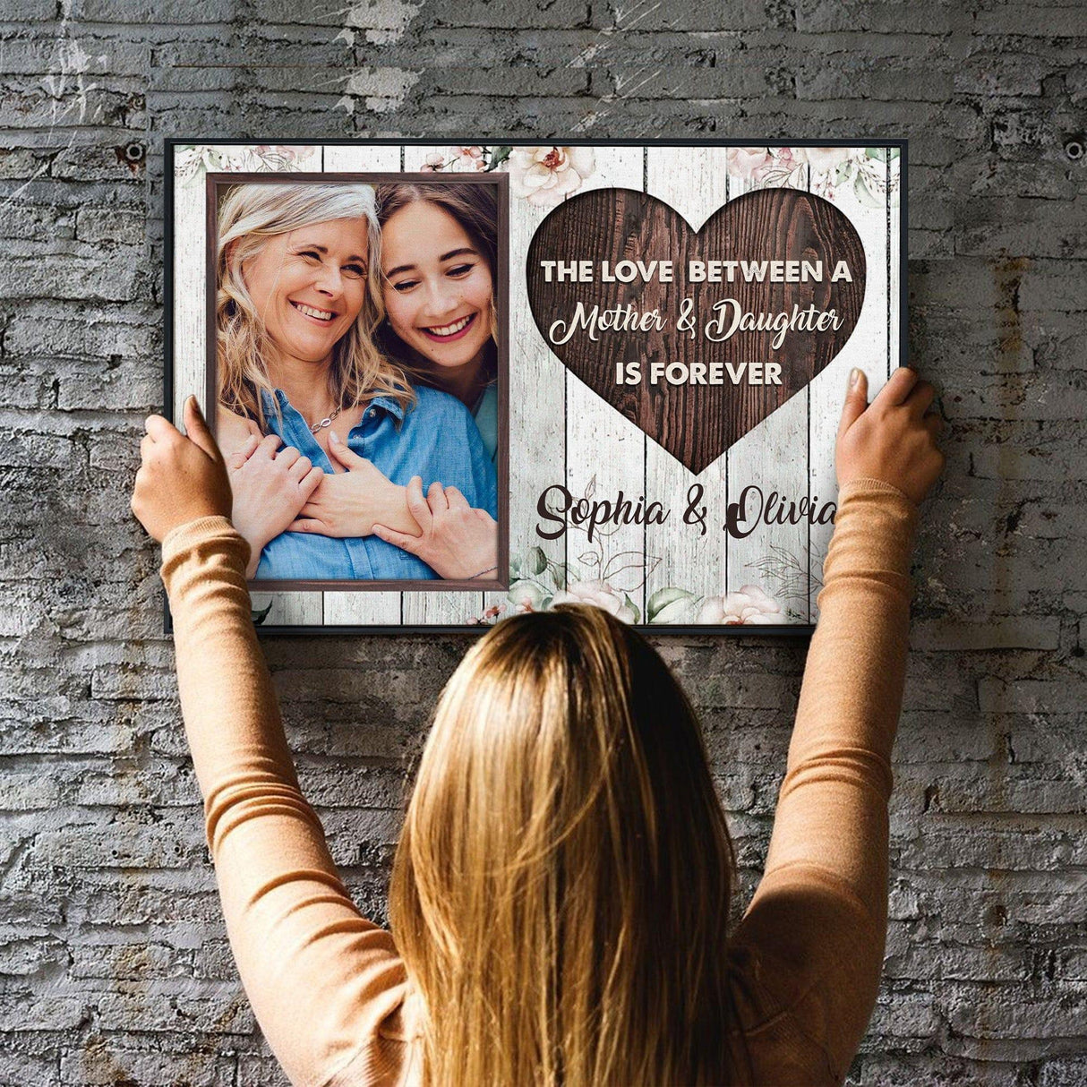 Posters, Prints, & Visual Artwork Personalized Mother's Day Mother & Daughter - Custom Photo & Name Poster Canvas Print