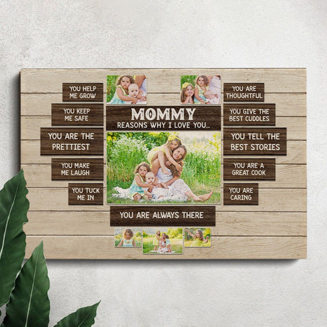 Posters, Prints, & Visual Artwork Personalized Mother's Day Reason I Love You - Custom Photo & Name Poster Canvas Print