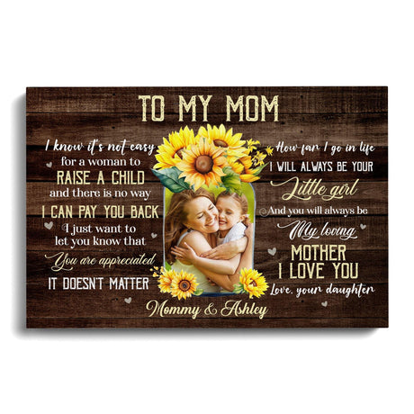 Posters, Prints, & Visual Artwork Personalized Mother's Day To My Mom - Custom Photo & Name Poster Canvas Print